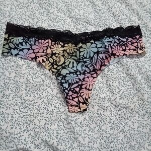 PINK Victoria's Secret Black Lace Floral Cheeky Panties